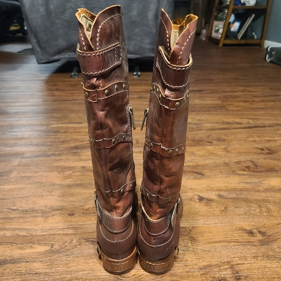 Area Forte Brown Distressed Leather Studded Boots 36 6 - Picture 4 of 8